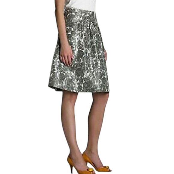 J. Crew Gray Floral Silk Skirt Size 12 - Picture 1 of 4